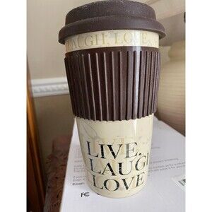 New Mr. Coffee live laugh love ceramic double insulated dishwasher safe tumbler